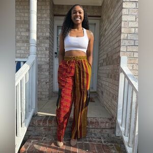 African Wax Ankara Print Double Pattern Cargo Pant